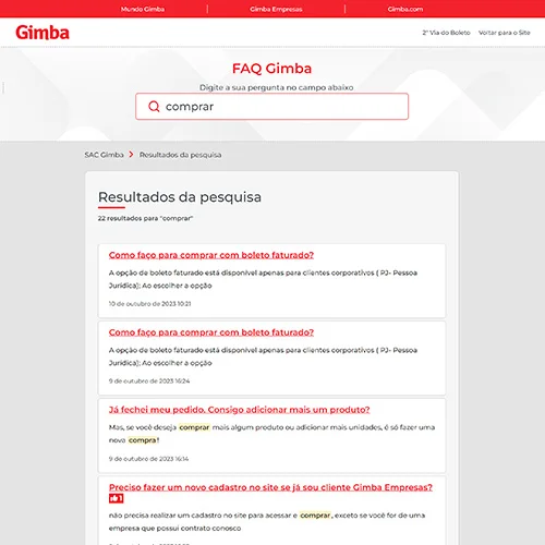 E-commerce Gimba - Exemplo de performance sênior